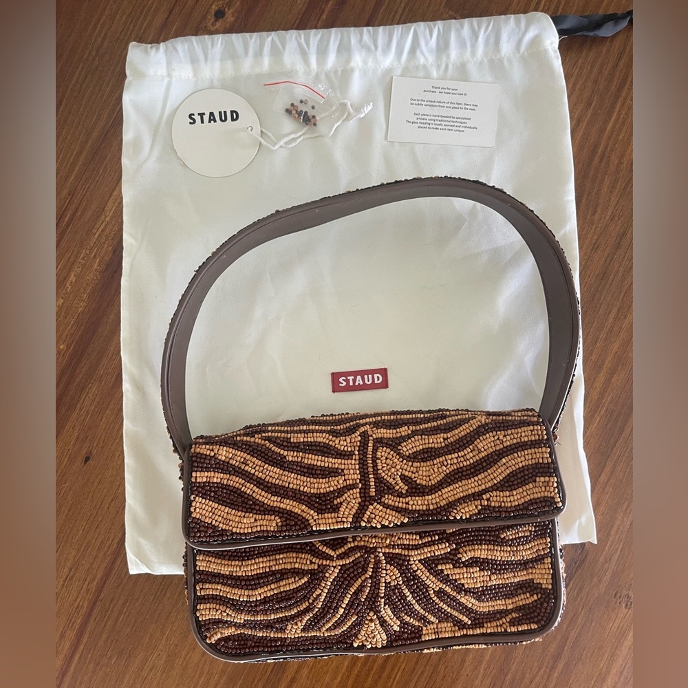 STAUD Tommy Beaded Brown Bag